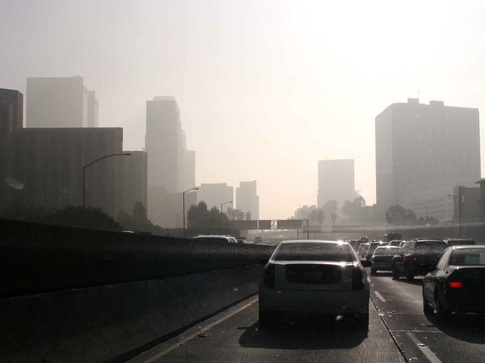 Polluted freeway scene in LA California