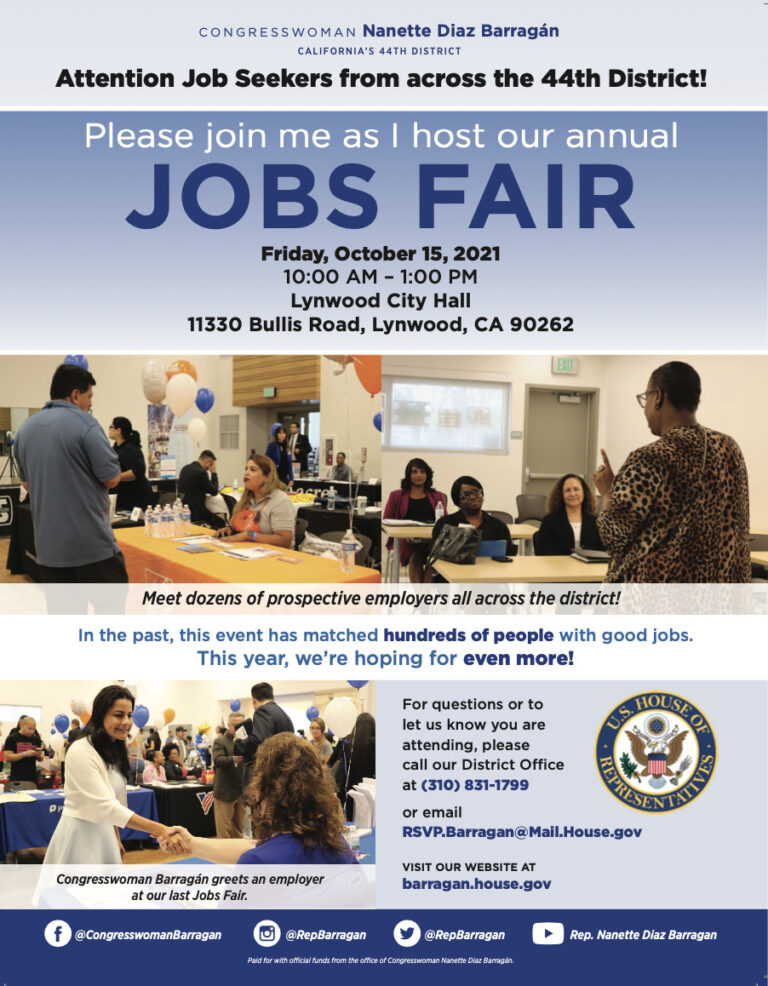 Congresswoman Barragán’s Jobs Fair on Friday, October 15